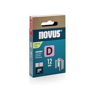 NOVUS TOOLS Platte draadklemmen 12 mm, 600 nietjes van het type 53F/12, schuifdoos, nietmiddel voor folie en karton