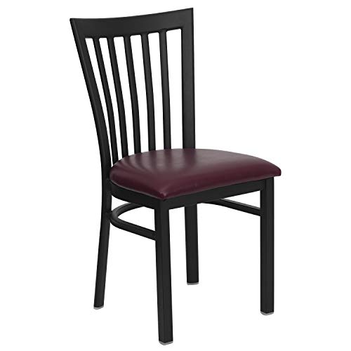 Image of Flash Furniture 2 Pack HERCULES Series Black School House Back Metal Restaurant Chair - Burgundy Vinyl Seat