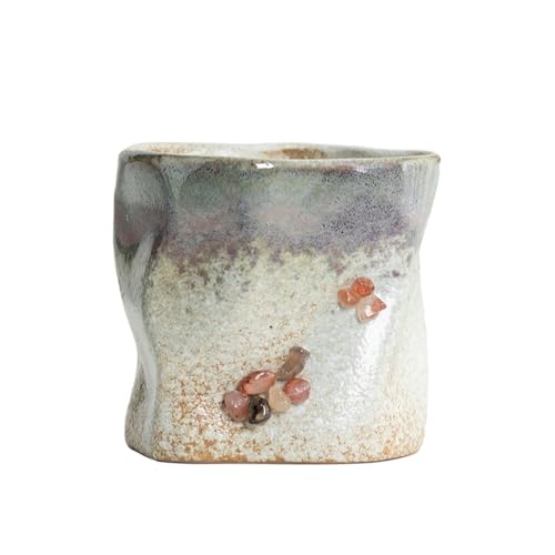 Taza de café retro con forma irregular de cerámica rugosa de 280 ml, taza de café sin asa, estilo 8