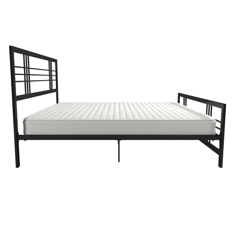 Image of Modern Industrial Metal Platform Bed, Black Metal Grid Bed.