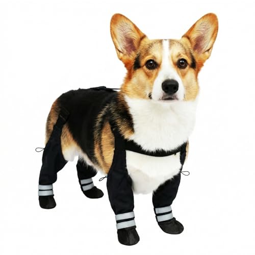 Best Boots for Dog Walking in Winter: Top Picks 11 Dog Suspender Boots for Small Dogs – Waterproof & Non-Slip Dog Paw Protectors with Adjustable Straps & Reflective Strips, All-in-One Connected Dog Boots for Outdoor Walks, Snow, Rain, Hiking (S)