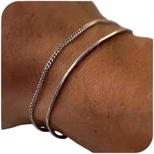 Mens Bracelet Set 6.5-8In - Bracelets for Men, Plated Stylish Snake Chain Bracelets 2mm/5mm Cuban Chain Bracelets, Gift for Men, Dad, Husband, Boyfriend - Image 8