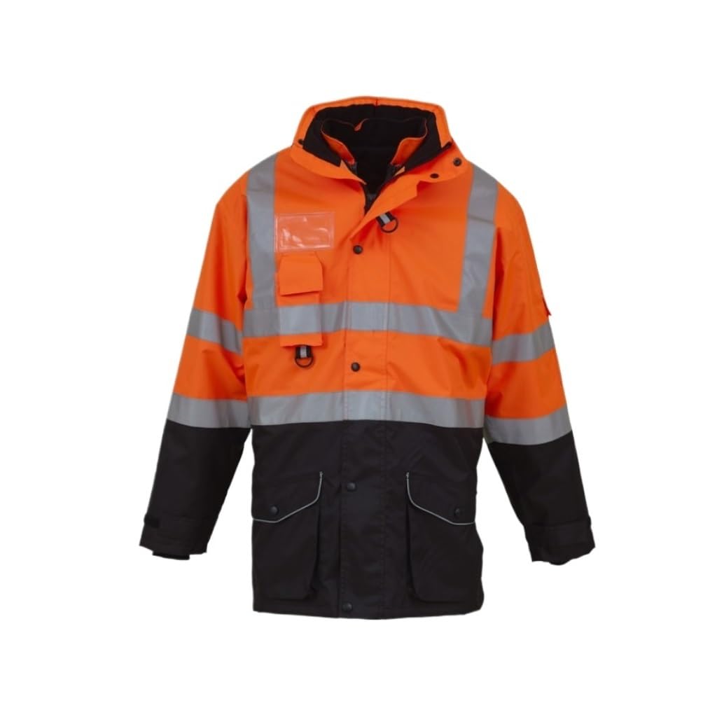Chaleco de Alta Visibilidad Chaleco Reflectante Parka De Invierno, Chaqueta Reflectante, Abrigo Cálido, Impermeable Con Cremallera Y Bolsillos Chaleco de Trabajo Chaleco de Seguridad