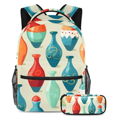 Sac à dos Bowling Bohême avec trousse ensemble large pour les trajets scolaires quotidiens