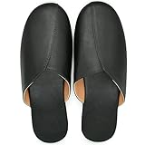 [YAKIDA] オフィス レザースリッパ ルームシューズ 高級 室内履き 汚れにくい 水拭き 静音 滑り止め 業務用 来客用 携帯用 オールシーズン ブラック 3XL