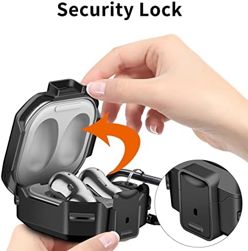 Vunake for Samsung Galaxy Buds 2 Case / Galaxy Buds Pro Case / Galaxy Buds Live Case with Keychain Silicone Shockproof Protective Case Wireless Charging Military Armor Hard Shell Case for Men Women