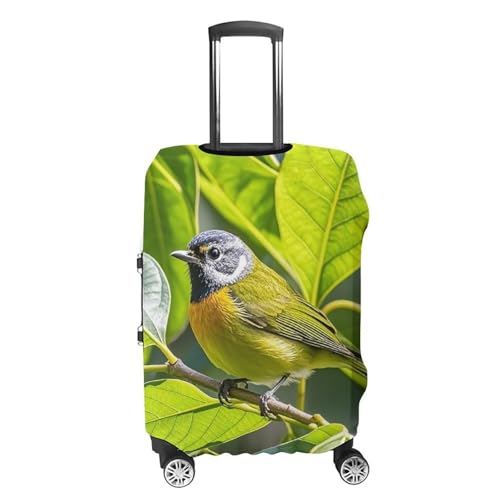 Green Leaves And Birds Printed Luggage Cover Protector, Fits 18-32 Inch Luggage4