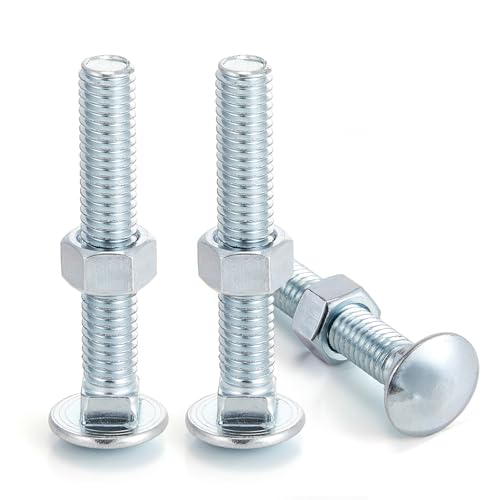 Image of Yaocom 3 Pack 3 /8-16 x 2-1 /2 Inch Long Carriage Bolts with Nuts, Galvanized Steel(Silver)