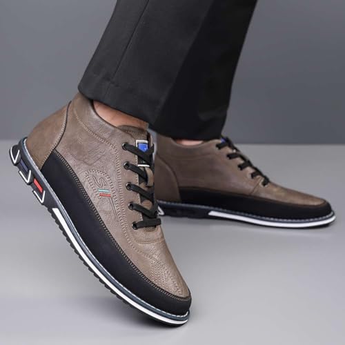 Image of Men's Casual Dress Boots Motorcycle Boots Plus Size Ankle Boots Lace Up Fashion Leather Boots Business Wedding Party Shoes