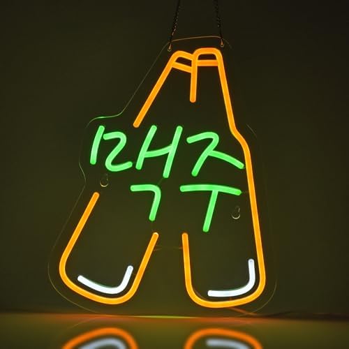 Image of Korean Beer Neon Sign,USB Powered Dimmable Wall Decor LED Light | Neon Lights Wall Art Decoration for Korean Bar Club Bistro Restaurant Man Cave Party Birthday Gift Home Decor 16.5 inch x 12.6 inch
