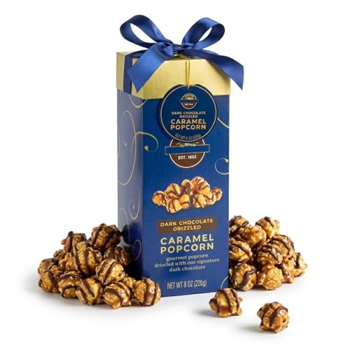 Mothers day popcorn gift- Chocolate Drizzled Caramel Popcorn Gift Tube,