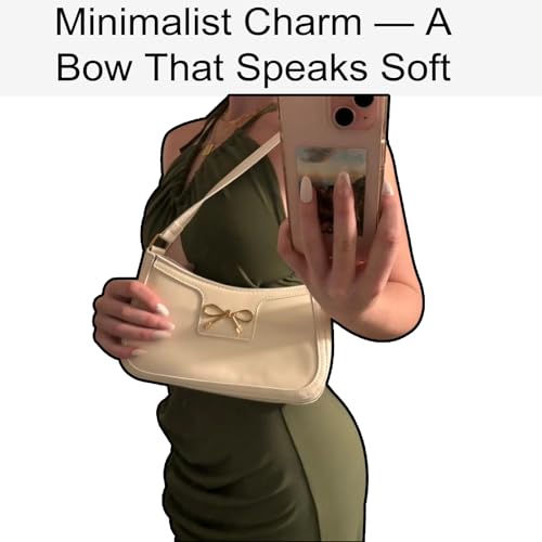 Fashion Bow Shoulder Bag for Women, Cute Hobo Tote Handbag Zipper Clutch Purse for Work Travel Casual4