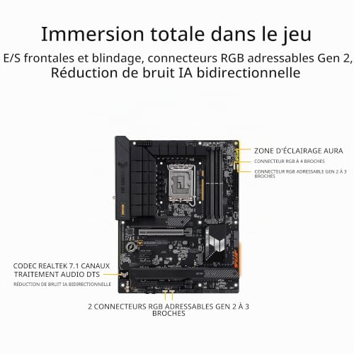 ASUS TUF GAMING H770-PRO WIFI – Carte mère gaming Intel H770 LGA 1700 ATX (DDR5, PCIe 5.0, 4 x PCIe 4.0 M.2, DisplayPort, HDMI, SATA 6, USB 3.2 Gen 2x2 Type-C, Thunderbolt USB4, Aura Sync RGB)