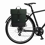 Larkson Tammo Bike Fietstas, voor bagagedrager, dames en heren, donkergroen, 2-in-1, rugzak en bagagedragertas, waterafstotend