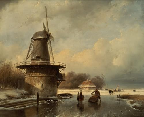 Poster Impression d'Art graffiti paysage d'hiver Andreas Schelfhout