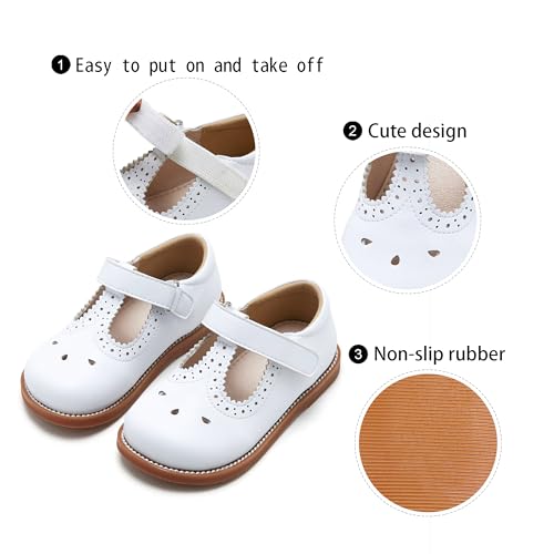 Image of GINFIVE Toddler Girls Dress Shoes Little Kids Flats School Mary Janes Shoes