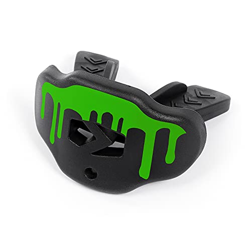 Slime Black Football Mouthguard - Sports Youth/Adults Mouthpiece - Lip And Teeth Protector - Top-Grade Silicone #TOP27