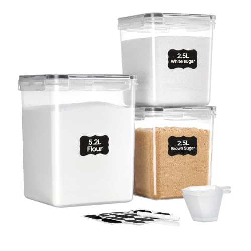 Vtopmart 3 PCS Flour and Sugar Storage Container Sets for Beginner Bakers