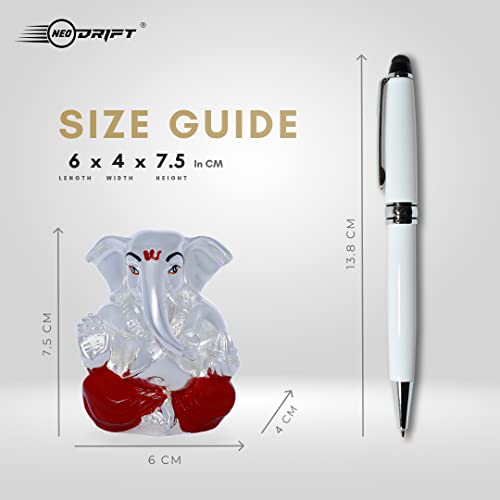 Image of Neodrift Ganesh Idol for Car Dashboard (Real 24kt & 999 Silver Plated, Dual-Tone Gold & Silver) (Model ND07) - Enhance Your Drive