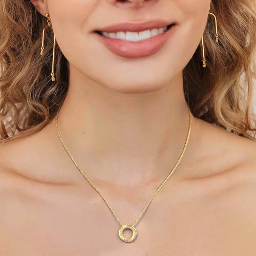 14K Gold Necklaces for Women Gold Pendant Necklaces for Women Knot Necklace Round Braided Pendant Blend of Style and Sophistication Dainty Circle Pendants for Womens Trendy4