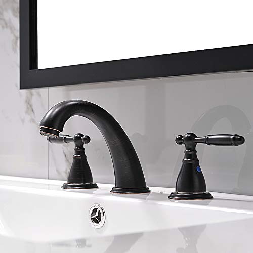 3 Hole Lavatory 2 Handles Oil Rubbed Bronze Widespread Bathroom Faucet By Phiestina,Hot And Cold Water Vessel Faucets With Matching Pop Up Drain, Wf008-4-Orb #TOP1