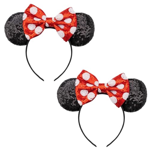 Image of DRESHOW Mouse Ears Bow Headbands Glitter Party Decoration Cosplay Costume for Women