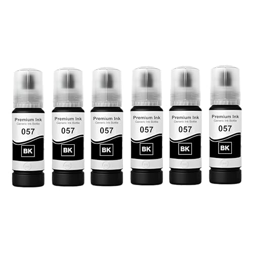 Image of Duplex DTC Refill Ink 057 Compatible with Epson L8050, L18050, L8150W Printer (057 Black Ink 6 Pcs)