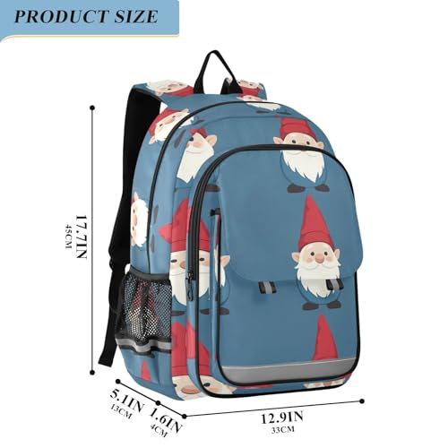 kids backpacks for girls 8-12： lightweight bookbag for book bags for teenage girls boys in assorted colors - Red And Blue gnomes2