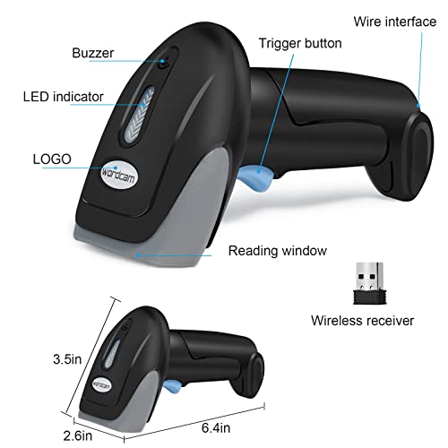Wordcam Bluetooth Barcode Scanners Versatile 3-In-1(Bluetooth+2.4G Wireless+Usb Wired), 2D Qr Handheld Barcode Reader,Rechargeable Bar Code Scanners For Store, Supermarket, Warehouse #TOP6