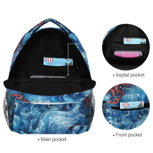 Sac à dos poulpe rouge confortable contre le mal de dos scolaire
