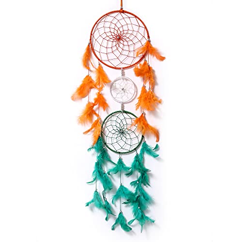 Image of Handmade Dream Catchers Wall Hangings for Home Decor Kids Room Bedroom Livingroom Balcony Feathers Dreamcatcher Wall Decorations Gift Items(Pack of 1, 18LX87Hcm, Tiranga)