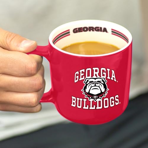 Image of Logo Brands NCAA Georgia Bulldogs 15oz Stripe Mug - Team Logo, Inside Print, Standard Handle, Microwave & Dishwasher Safe