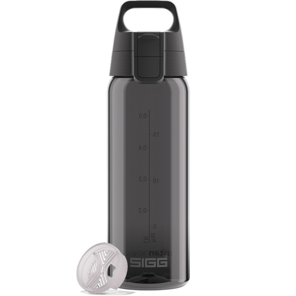 Sigg - Tritan Water Bottle - Total Color ONE Anthracite - Suitable For Carbonated Beverages - Dishwasher Safe - Leakproof - Featherweight BPA Free - Grey - 0.6L