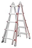 Die Leiter ist in 25 cm Schritten verstellbar und kann als Anlege- und Stehleiter verwendet werden