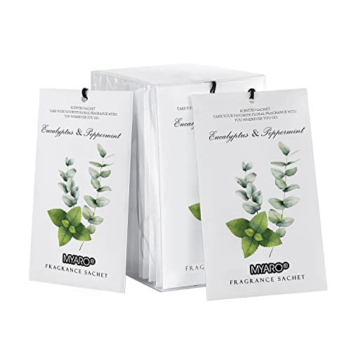 MYARO 12 PCS Eucalyptus Peppermint Scented Sachets for Drawer and Closet, Long-Lasting Sachets Bags Air Freshener Fresh Scents, Potpourri Bags Home Fragrance Sachet for Lover