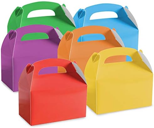 Rainbow Treat Boxes Party Favor Boxes,24 Pack Cardboard Gift Boxes for Bridesmaid Proposal/Birthday/Party/Wedding, Red Kraft Paper Present Packaging Box with Lids (6.2 x 3.5 x 3.6 In)