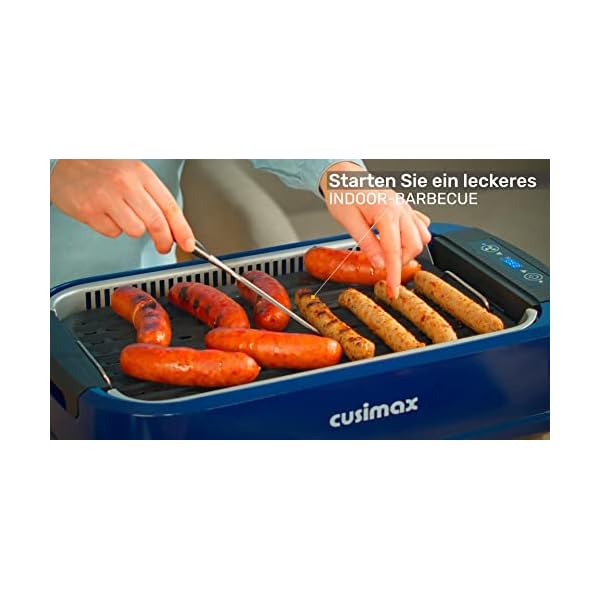 CUSIMAX Steak Grill | 1500W Tischgrill Elektrisch | BBQ-Grill für drinnen und draußen | Elektrogrill mit deckel, Touchscreen-Temperaturregelung, Ölauffangwanne und Abnehmbare Grillplatte – Bild 4