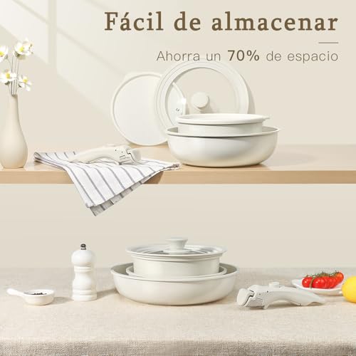 Miniatura 3 de Ollas Y Sartenes De Cerámica Antiadherentes, Juego De 8 Piezas De Sartenes De Inducción Fundidas A Presión, Juego De Utensilios De Cocina Con Sartene Y Cacerolas, 100 Libre De Pfoa