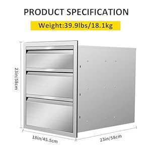 Outdoor Kitchen Drawers 18" W x 23" H x 23" D Flush Mount Triple BBQ Drawers with Hidden Handle Stainless Steel Drawer for Outdoor Kitchen Island, Patio Grill Station Outdoor Kitchen Drawers 18 W x 23 H x 23 D Flush Mount Triple BBQ Drawers with Hidden Handle Stainless Steel Drawer for Outdoor Kitchen Island Patio Grill Station
