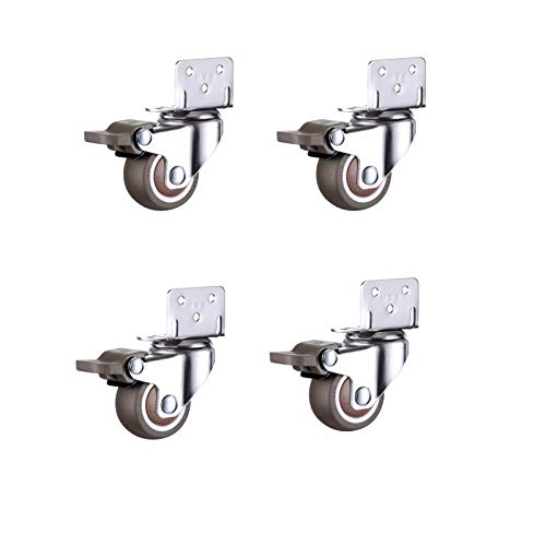 Ruedas silenciosas en forma de L de 4 piezas, ruedas giratorias de goma con freno, para muebles, mesa, carro, cuna, ruedas, gabinete de cocina (50mm)
