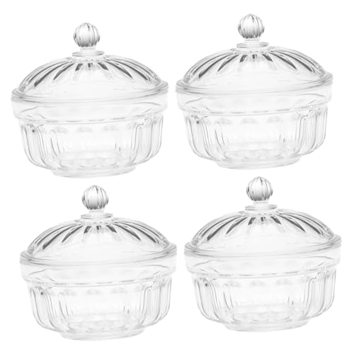 FUNNETOYU 4 Ensaladeras Caja De Dulces Cuencos Para Patatas Fritas Recipiente Para Bufé Azucarero Con Tapa Frutero Pequeño Ensaladeras Transparentes Cuencos Pequeños Para Servir