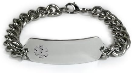 Taking PRADAXA Medical ID Alert Bracelet with Embossed Emblem and Wide Chain. Style: Classic Wide, Premium Series.