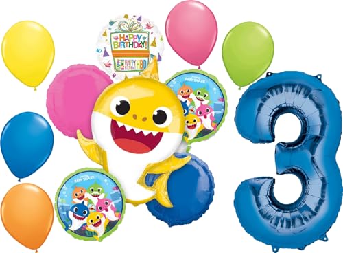 Anagram Baby Shark Boy 3rd Birthday Party Supplies Balloon Bouque...