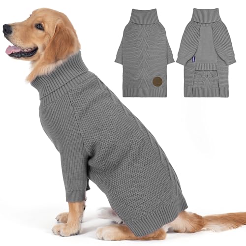 cyeollo Dog Sweater Long Sleeve Warm Knit Sweaters for Large Dogs Boy Girl