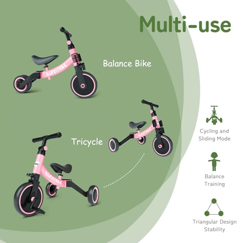 besrey 5 in 1 Toddler Bike for 1 Year to 4 Years Old Kids, Toddler Tricycle Kids Trikes Tricycle, Toys for Boy & Girl, Balance Training, Removable Pedals2