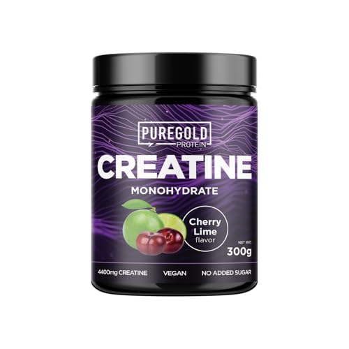 Kreatin Monohydrat Cherry Lime Geschmack für 50 Tage Portionen - 300g Creatine Mikronisiert mit schneller Löslichkeit