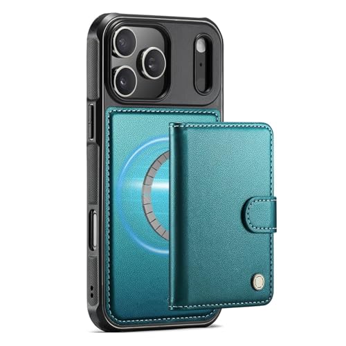 Étui cuir iPhone 17 vert haut de gamme avec coque de protection magnétique