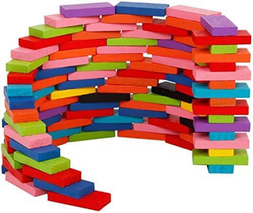 BlackZone120 PCS Dominoes Blocks Set 12 Colours Wooden Toy Building and Stacking Counting Adding Subtracting Multiplication Indoor Game Toy Educational Toy for Kids (120 PCS Dominoes) 1