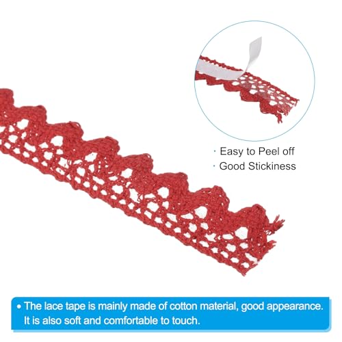 Cinta de encaje autoadhesiva para manualidades scrapbooking washi algodón rojo 6u 4