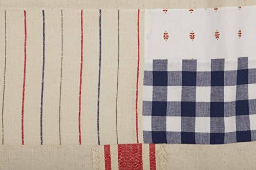 Piper Classics Betsy Patchwork Valance, 16" L X 72" W, Farmhouse, Country, Patriotic, Primitive Americana, Red, White, Blue,Cream #TOP4